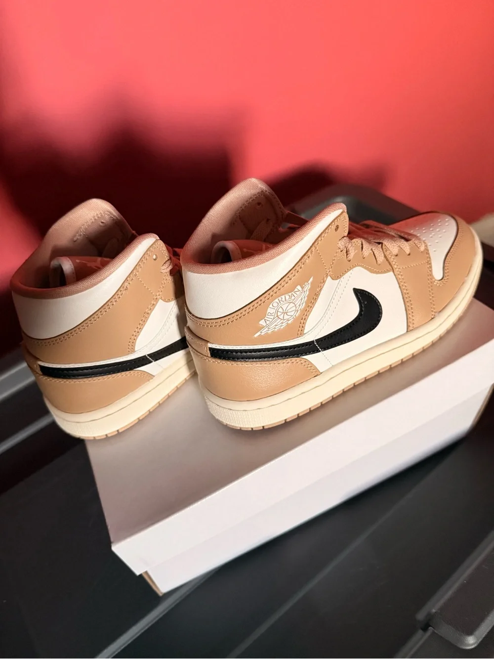 Nike Kids Low-Top Sneakers in Cream and Tan with Black Swoosh new